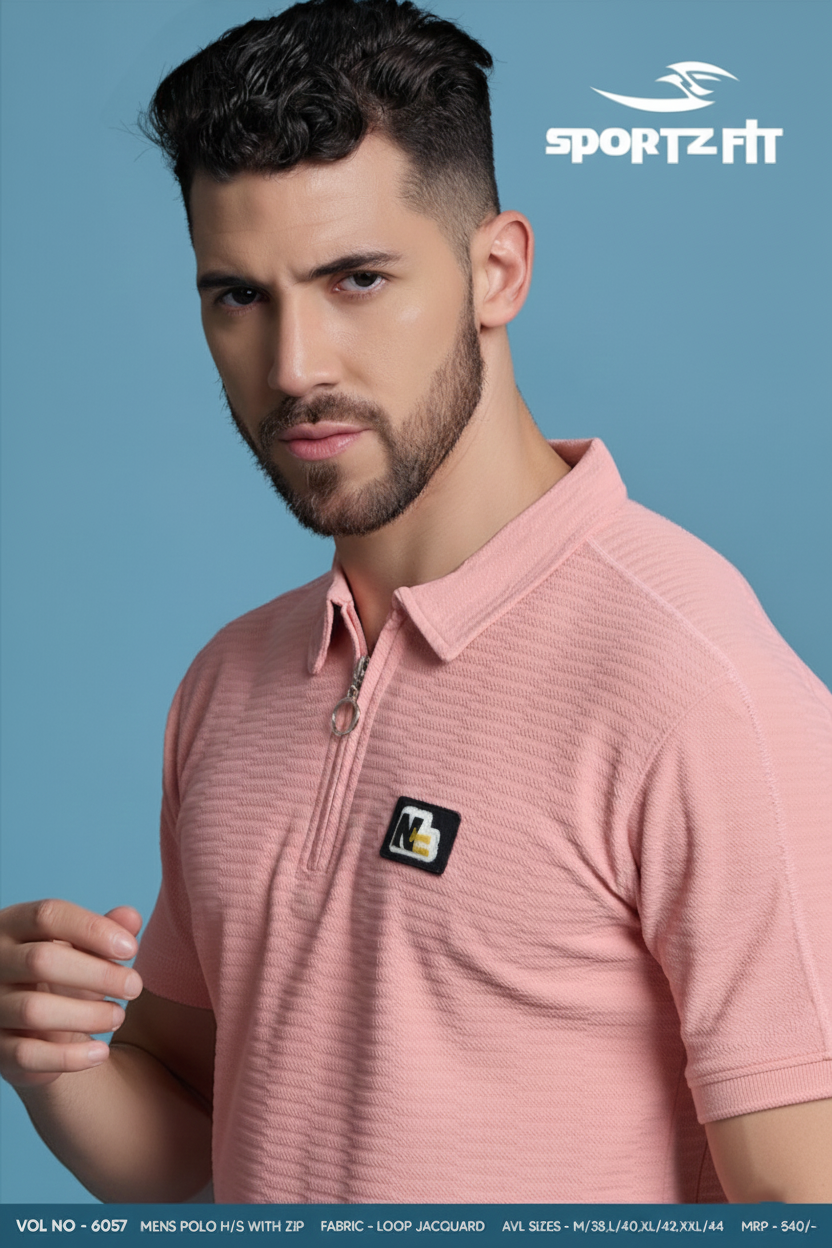 Men Collar Neck T-Shirt  | Pastel Pink | XXL |  SBT17